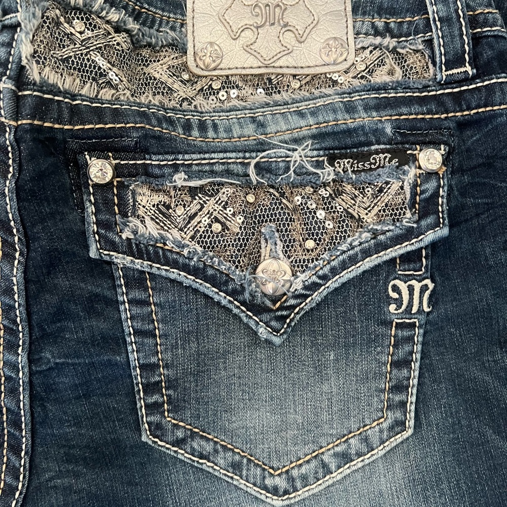 Miss Me Blue Boot Cut Jeans with Embellished Details